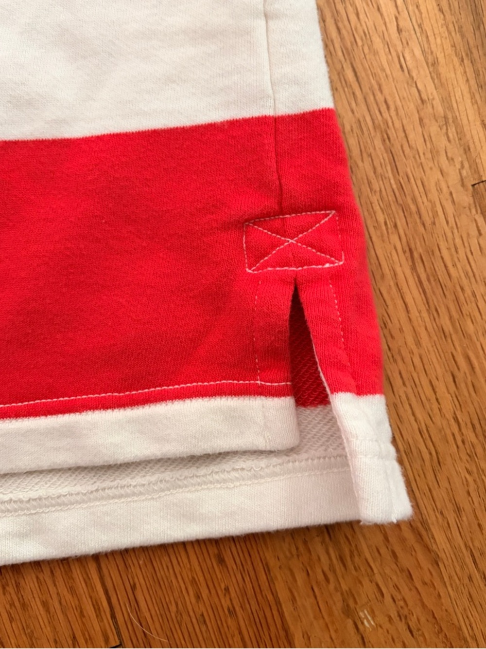 aerie Oversized Rugby Polo Top - Red & White Medium - Picture 9 of 11